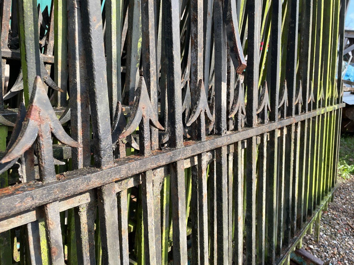 Grand lot de 61 mètres de grilles antique en fer forge -photo-3