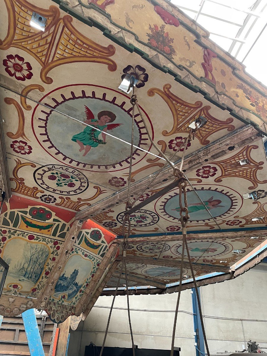 Exclusif les chaises volantes hollandais antique, carrousel de la kermesse, 20ème siècle -photo-1
