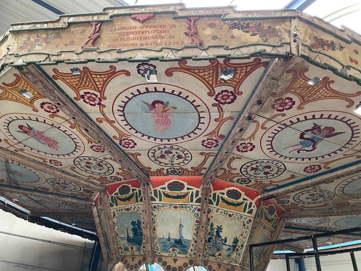 Exclusif les chaises volantes hollandais antique, carrousel de la kermesse, 20ème siècle -photo-3