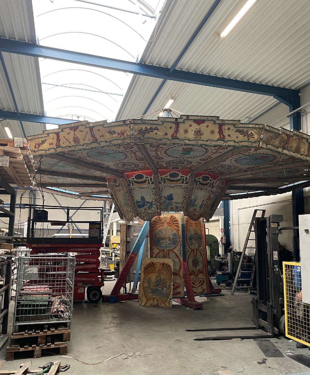 Exclusif les chaises volantes hollandais antique, carrousel de la kermesse, 20ème siècle 
