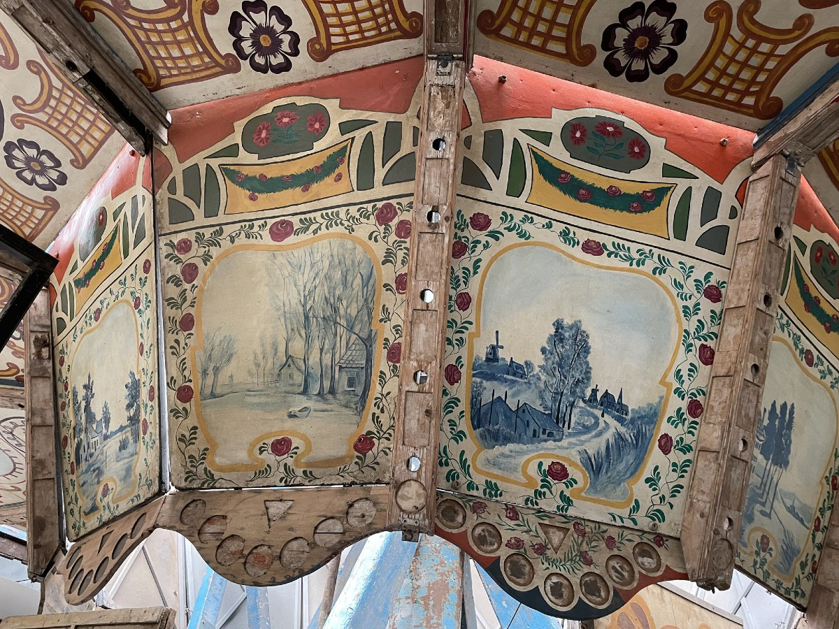 Exclusif les chaises volantes hollandais antique, carrousel de la kermesse, 20ème siècle-photo-2