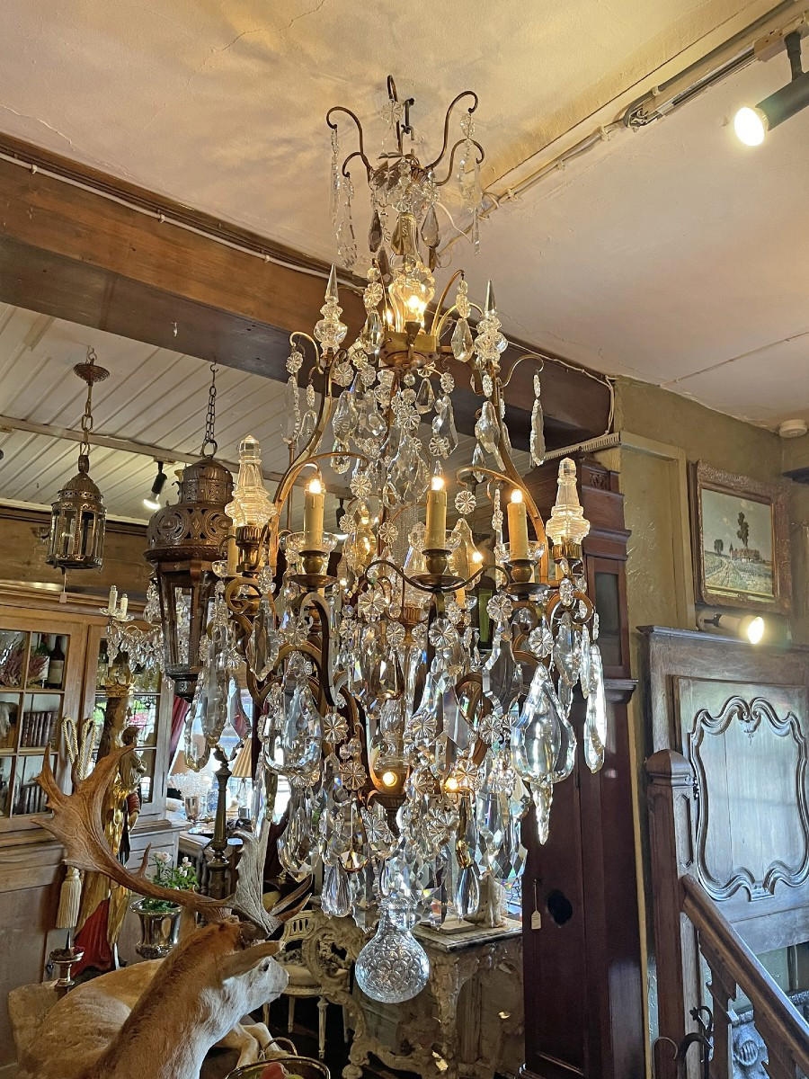 Antique lustre de château français-photo-3
