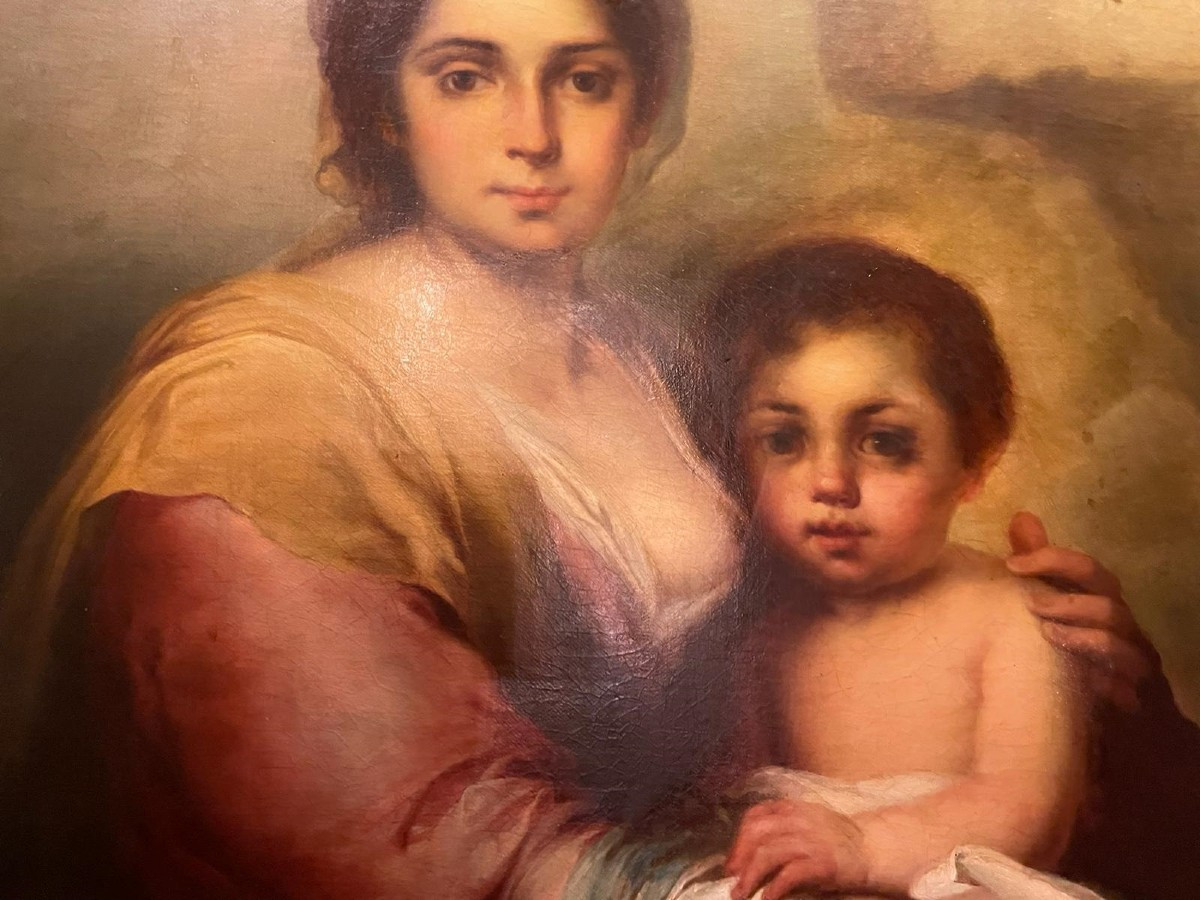 Peinture antique Madonna avec enfant 18ème siècle -photo-2