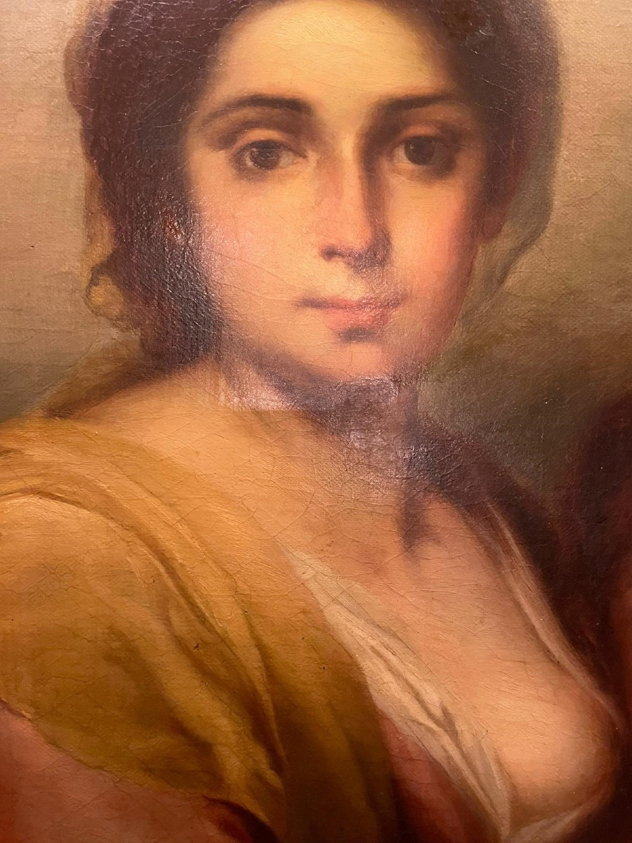 Peinture antique Madonna avec enfant 18ème siècle -photo-3