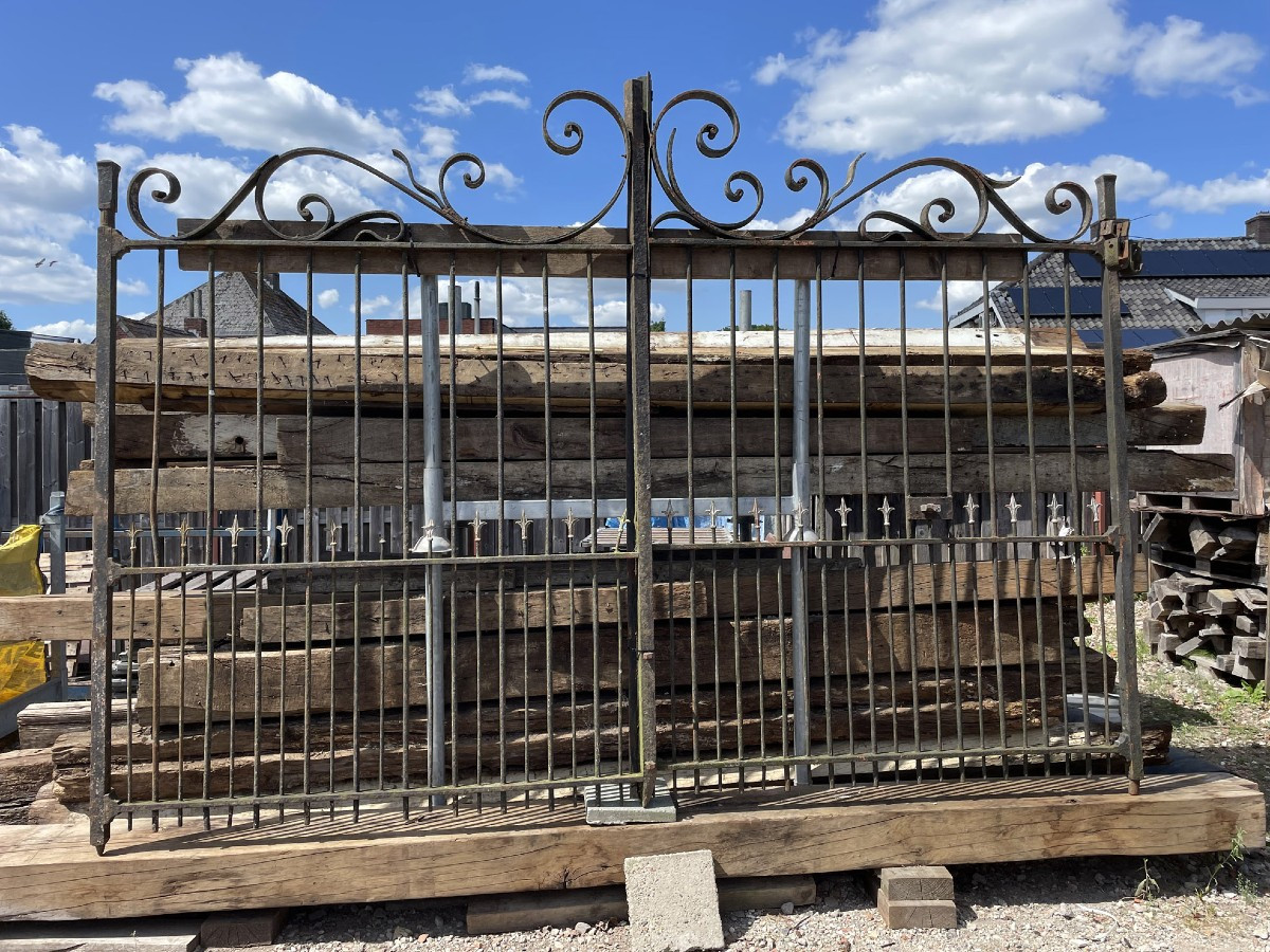 Porte de château antique en fer forgé