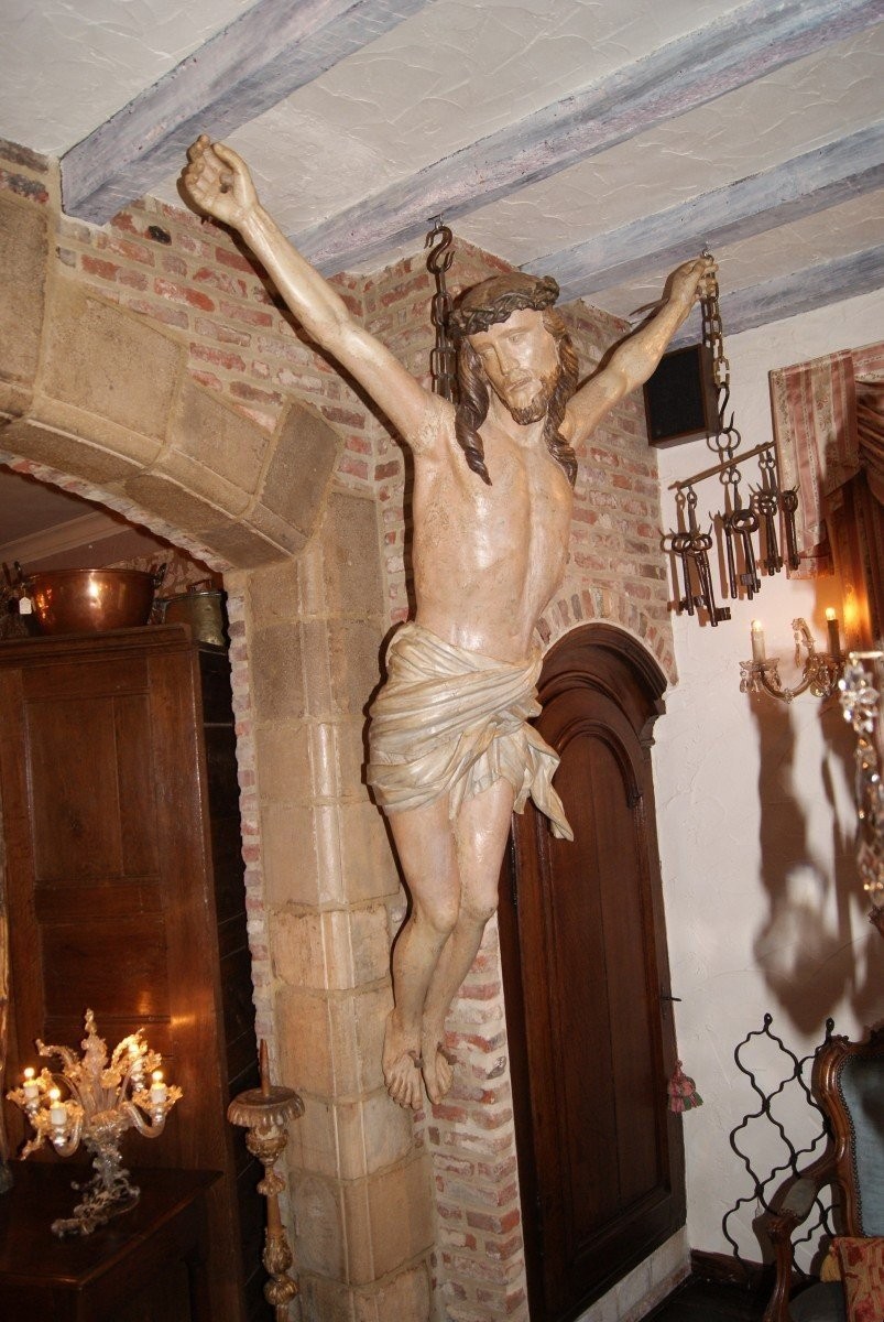 Corpus flamand antique en bois de tilleul, sculpture en bois -photo-2