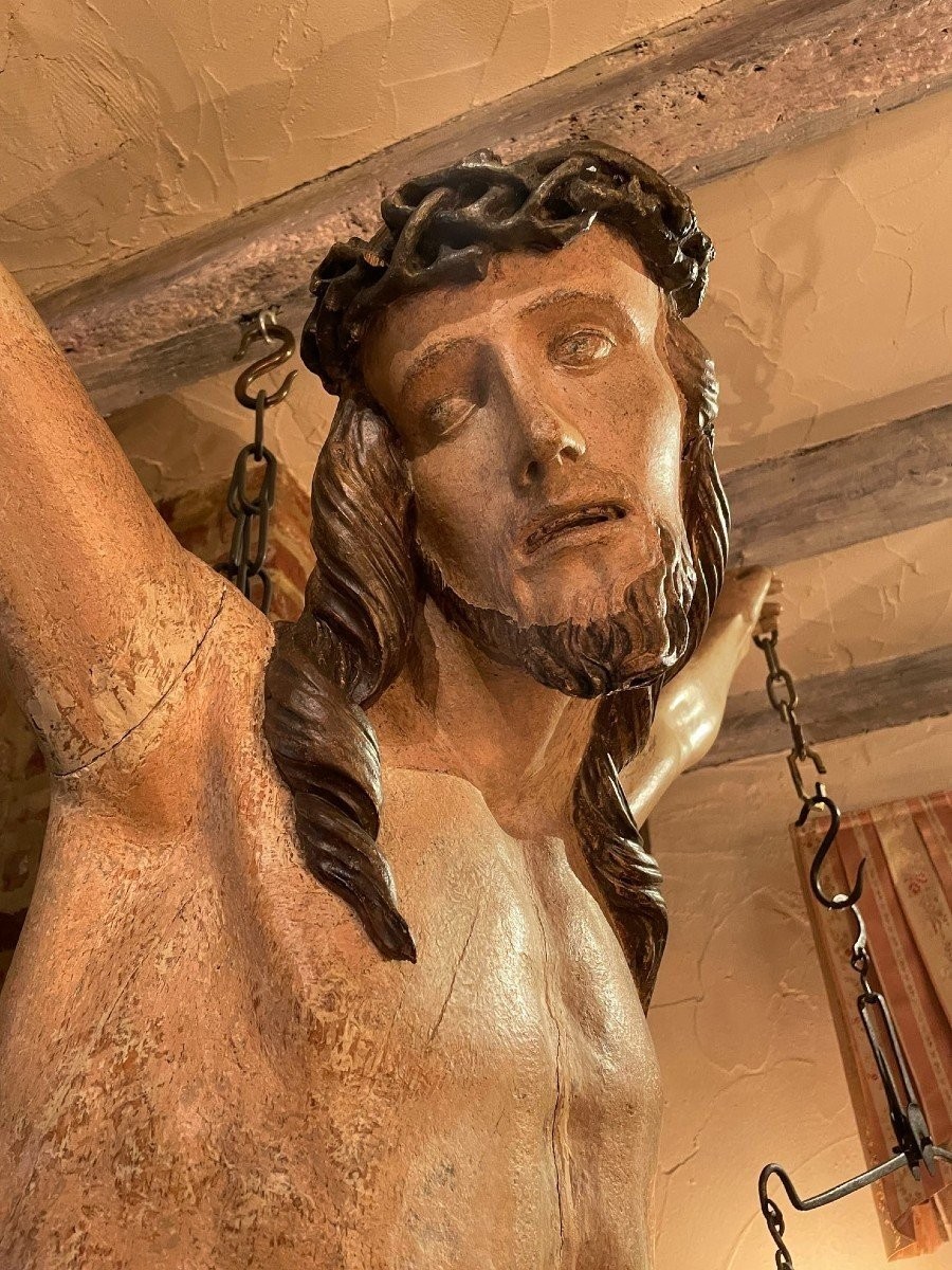 Corpus flamand antique en bois de tilleul, sculpture en bois -photo-3