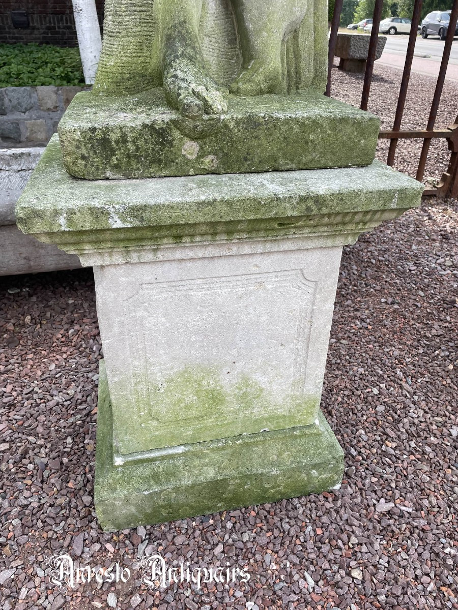 Antique Italian Limestone 4-season Statues-photo-3