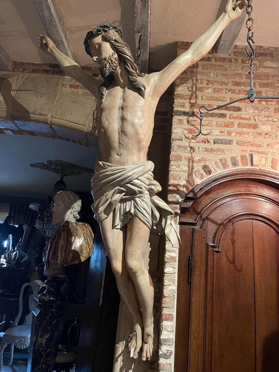 Statue antique en bois, Corpus flamand antique en bois de tilleul, sculpture en bois -photo-4