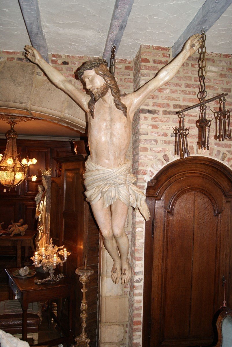 Statue antique en bois, Corpus flamand antique en bois de tilleul, sculpture en bois 