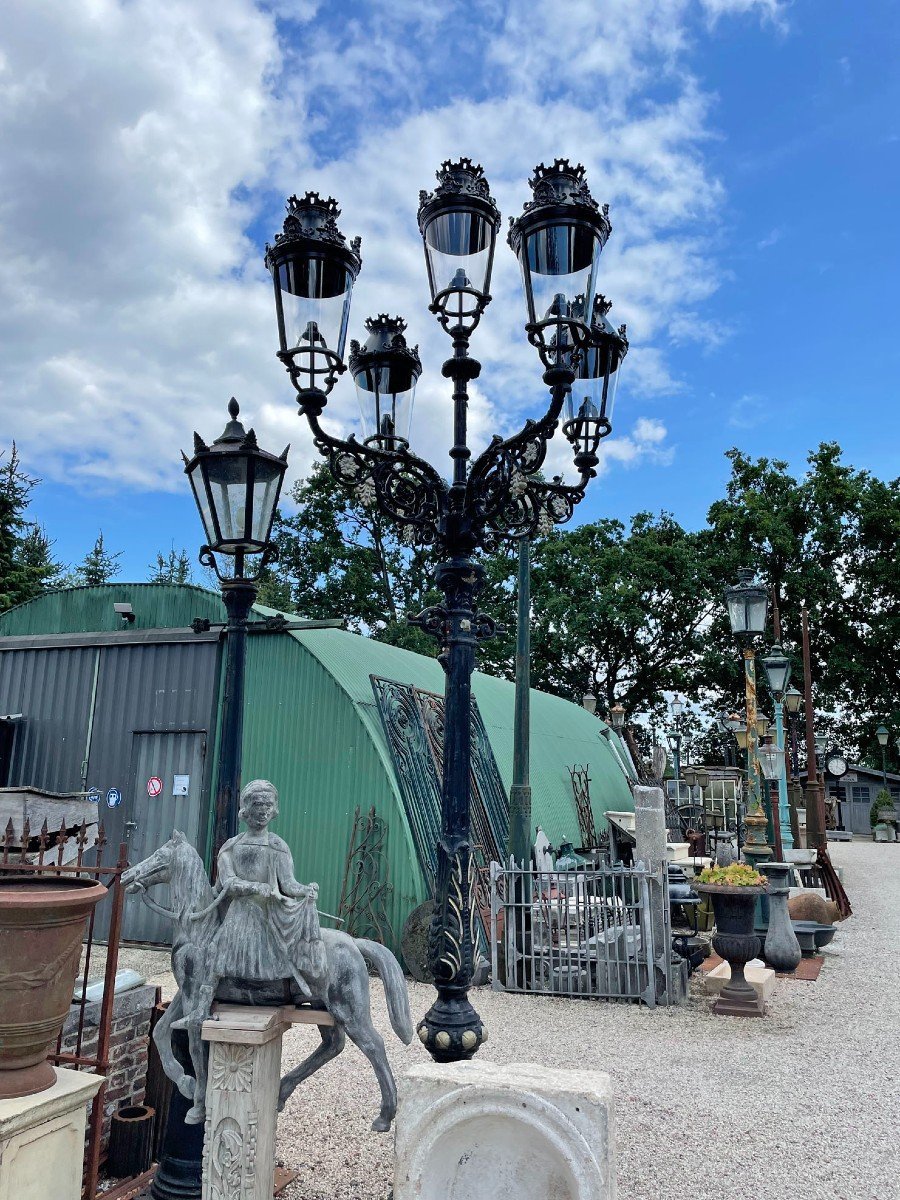 Antique Brussels Garden Lamp Post With 5 Heads-photo-3