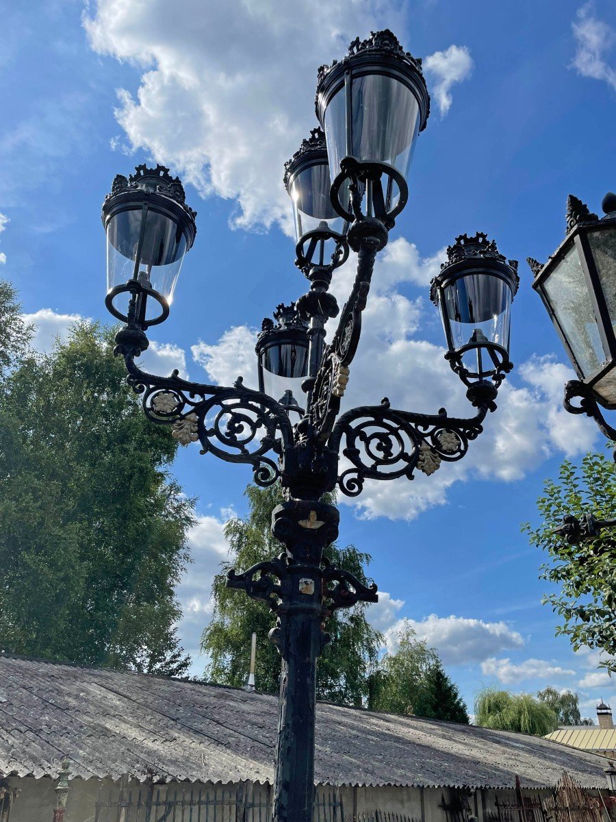 Antique Brussels Garden Lamp Post With 5 Heads-photo-3