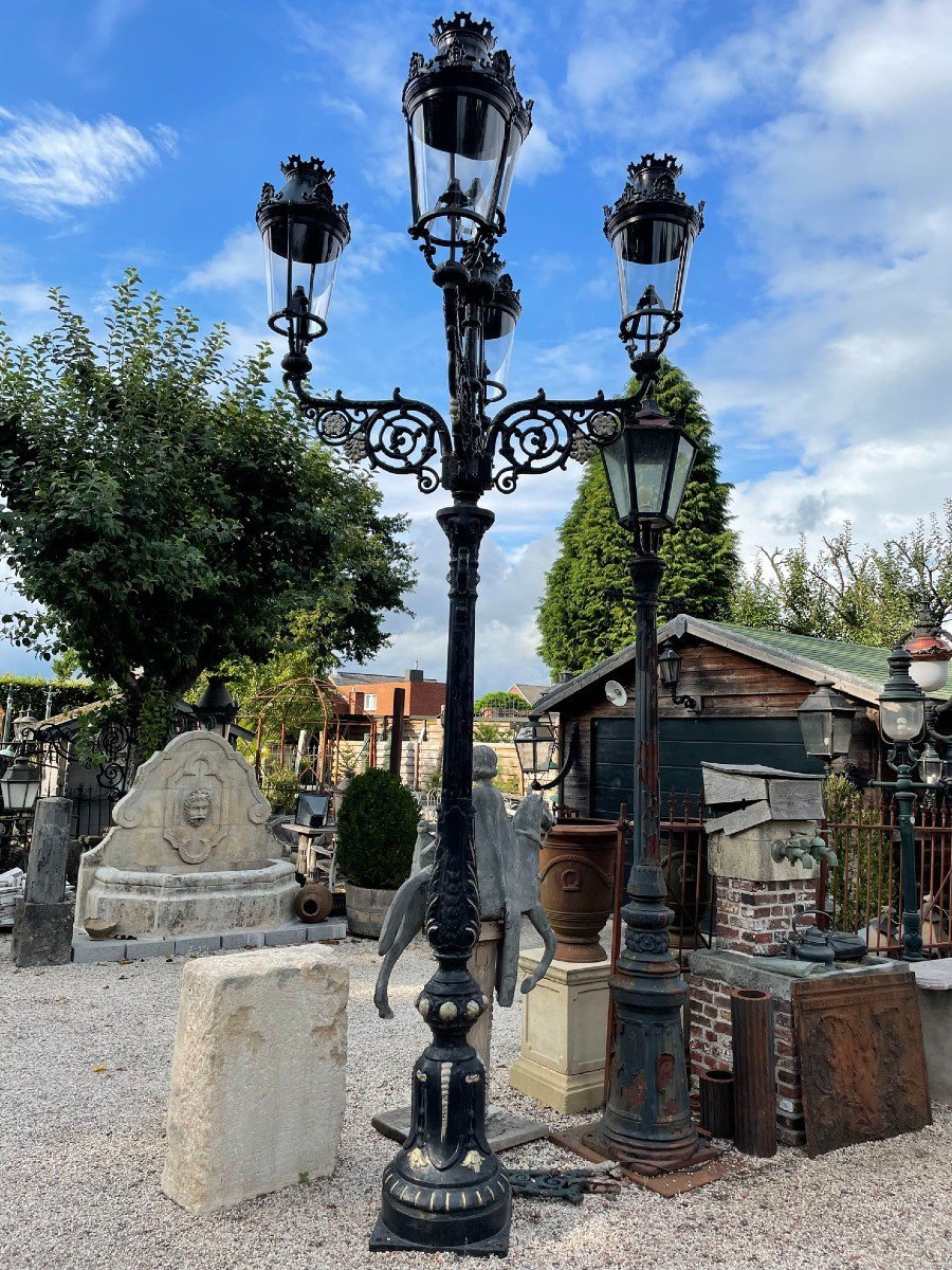 Antique Brussels Garden Lamp Post With 5 Heads