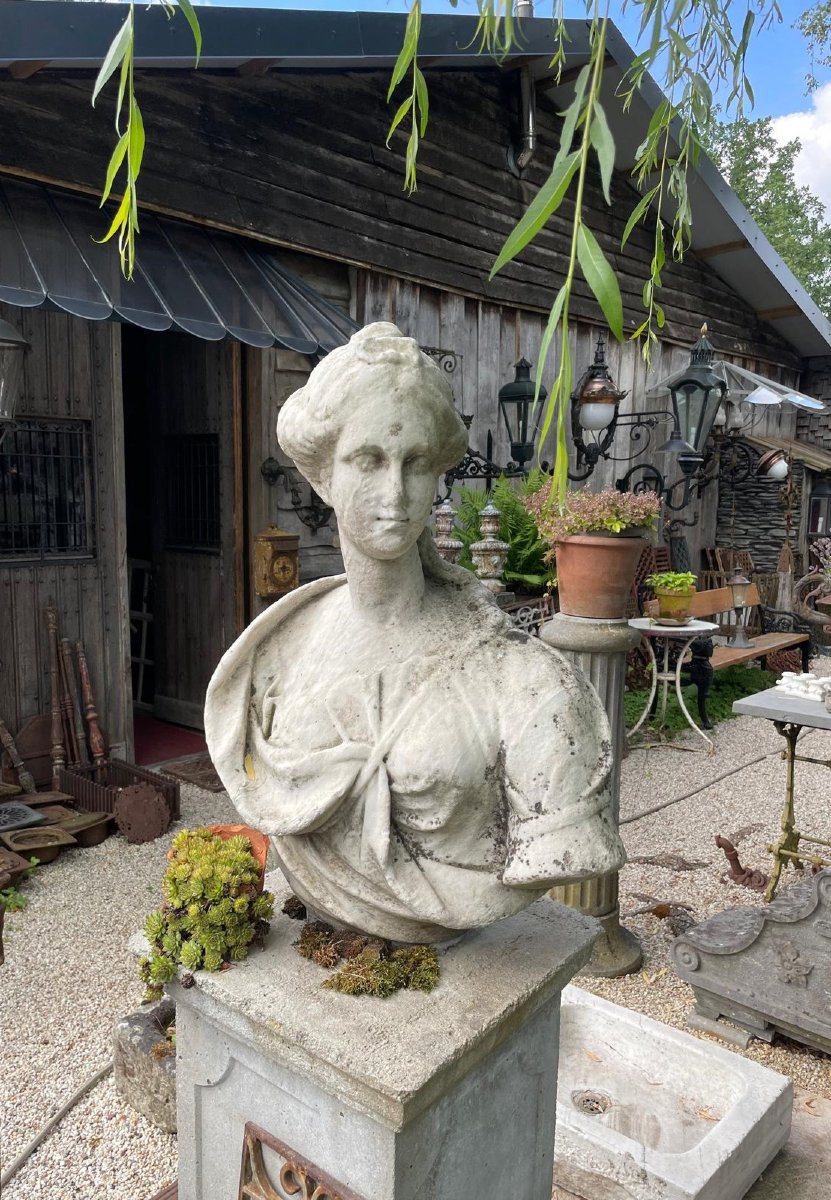Antique Garden Statue, Antique White Marble Bust