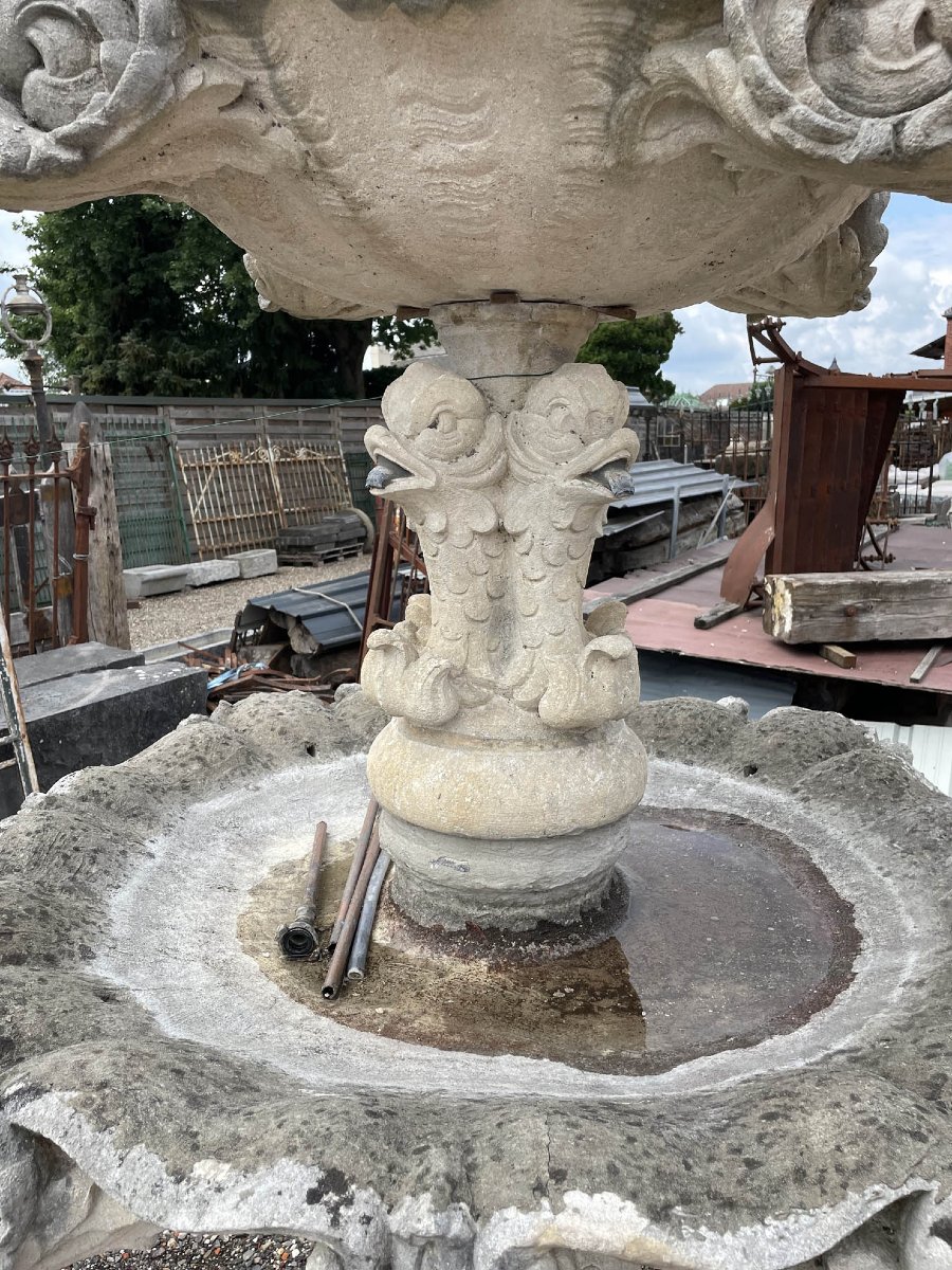 Fontaine de jardin antique en pierre calcaire-photo-2