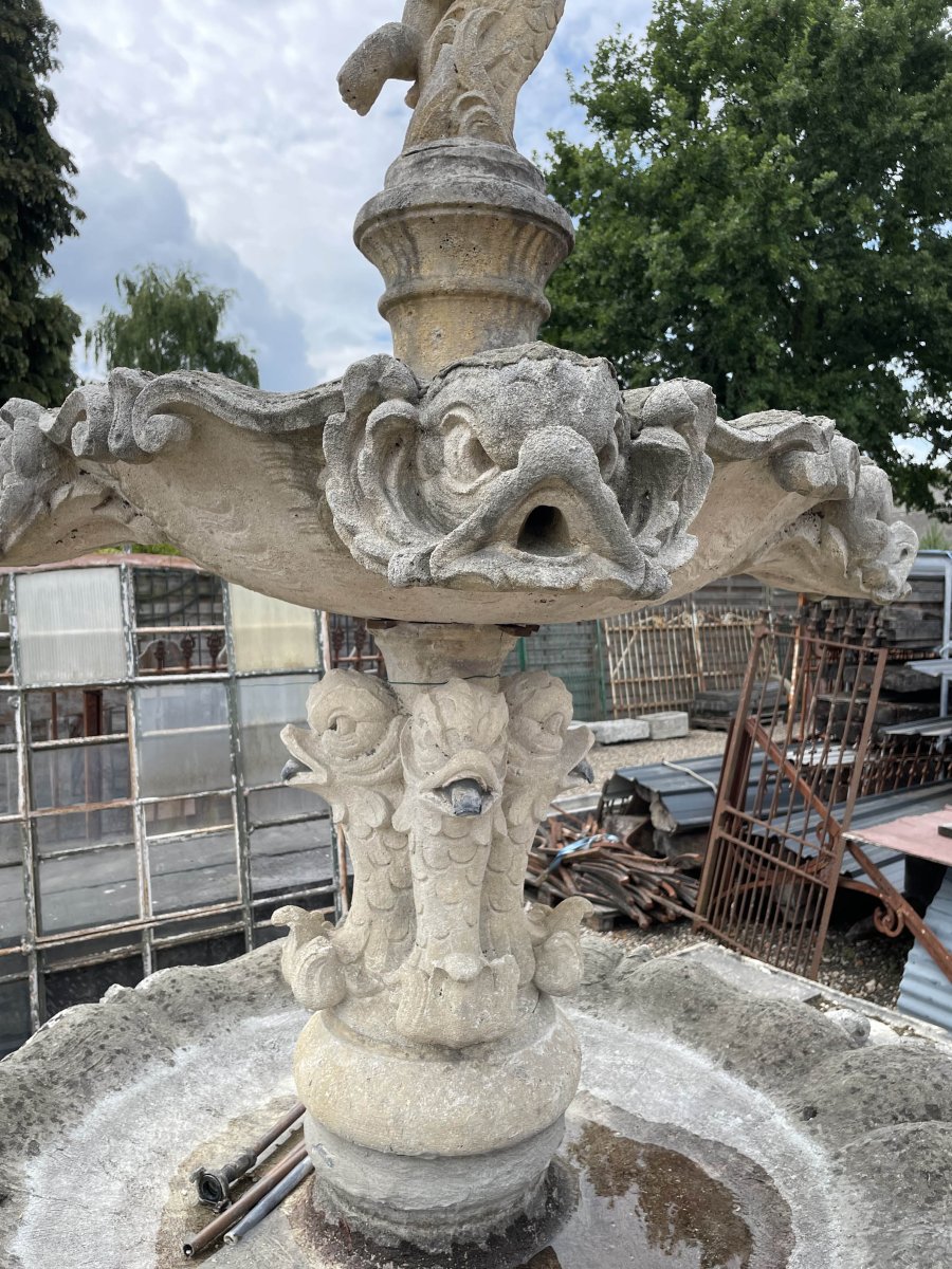 Fontaine de jardin antique en pierre calcaire-photo-3