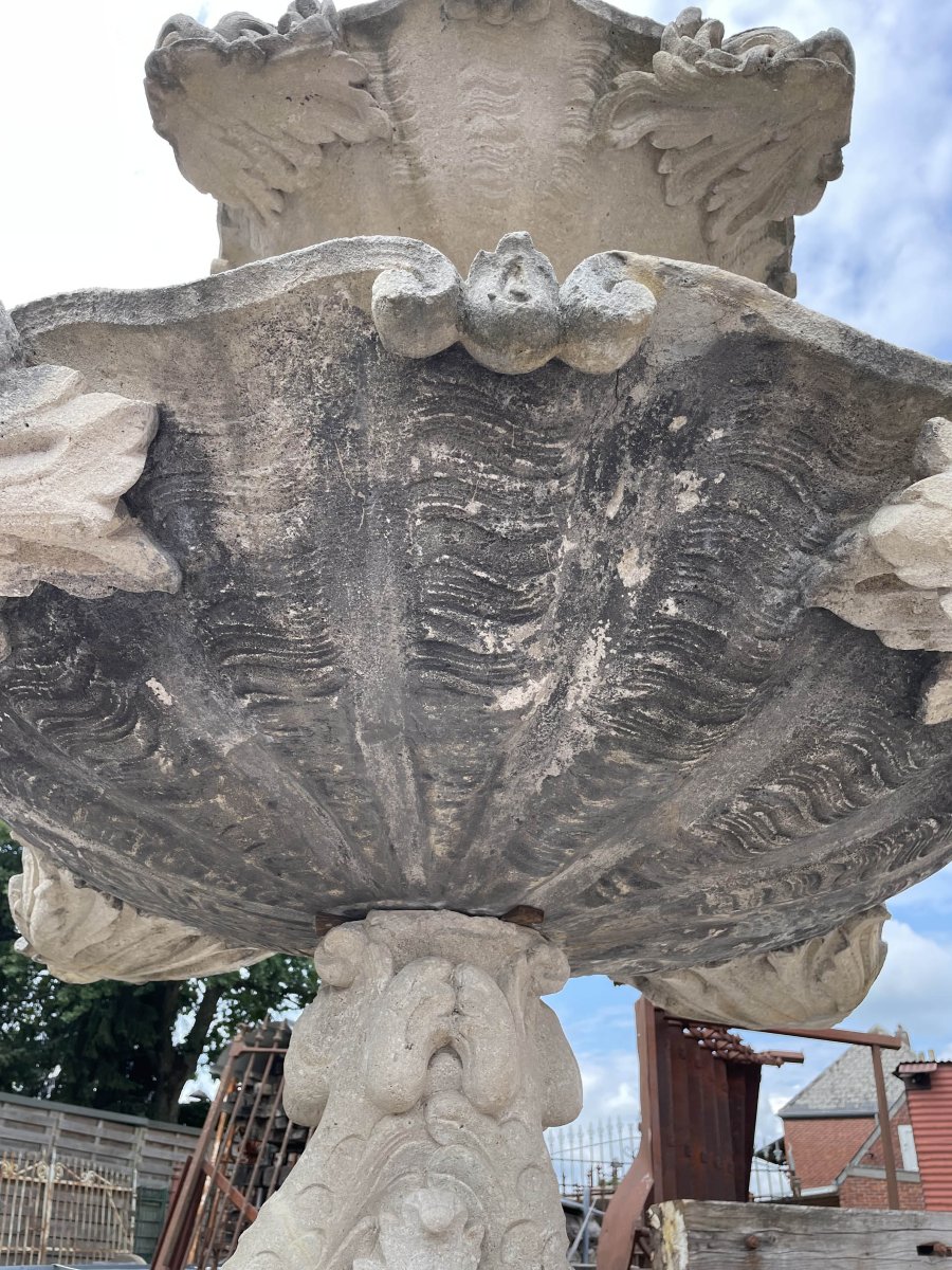 Fontaine de jardin antique en pierre calcaire-photo-4