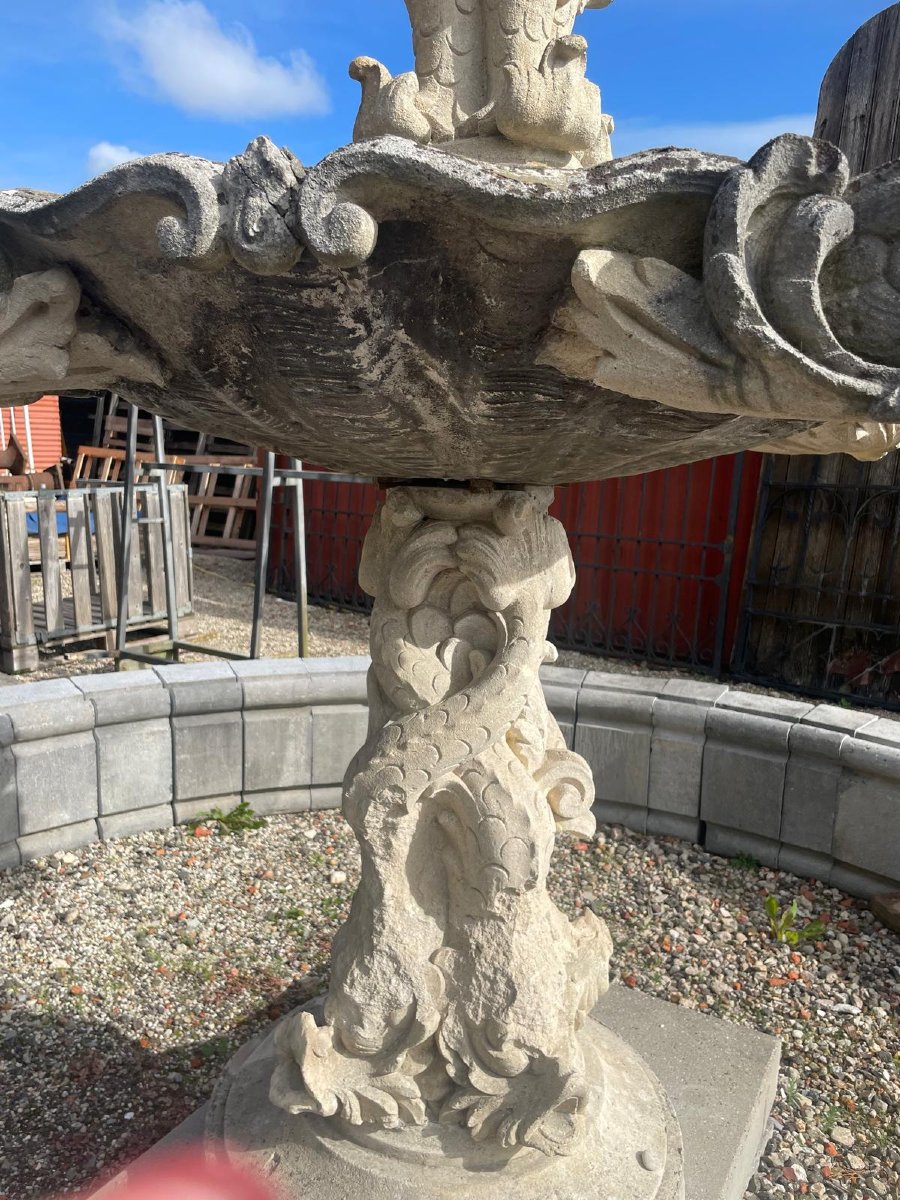 Fontaine de jardin antique en pierre calcaire-photo-7
