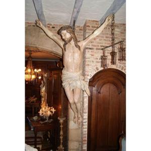 Corpus flamand antique en bois de tilleul, sculpture en bois 
