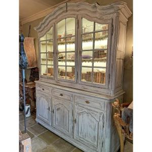 Vitrine française antique en chêne 18ème siècle 