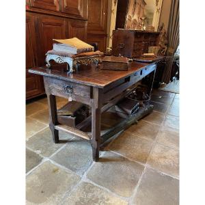 Antique table de monastère normande, table à manger antique en chêne