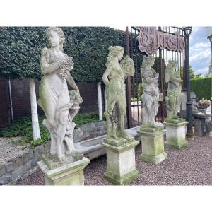 Antique Italian Limestone 4-season Statues
