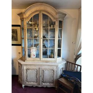  Antique Flemish Oak Display Cabinet