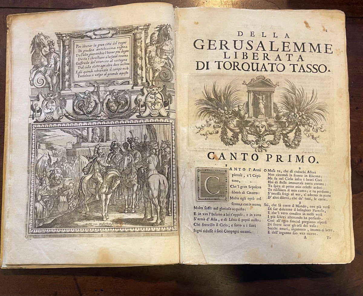 Book "la Gerusalemme Liberata" Di Torquato Tasso. Mainardi, Urbino 1735-photo-1