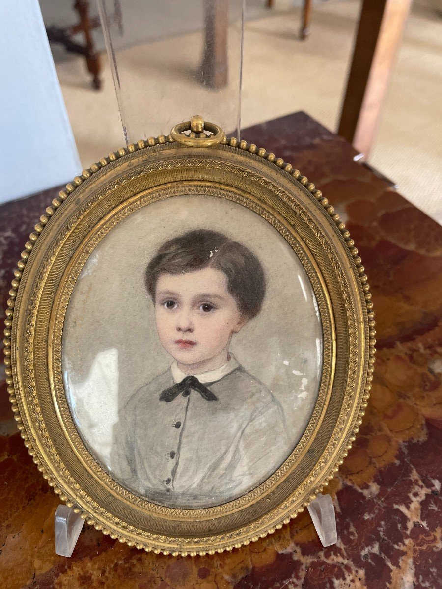 Miniature d'Eugénie Morin (1833-1875): portrait d'un jeune garçon