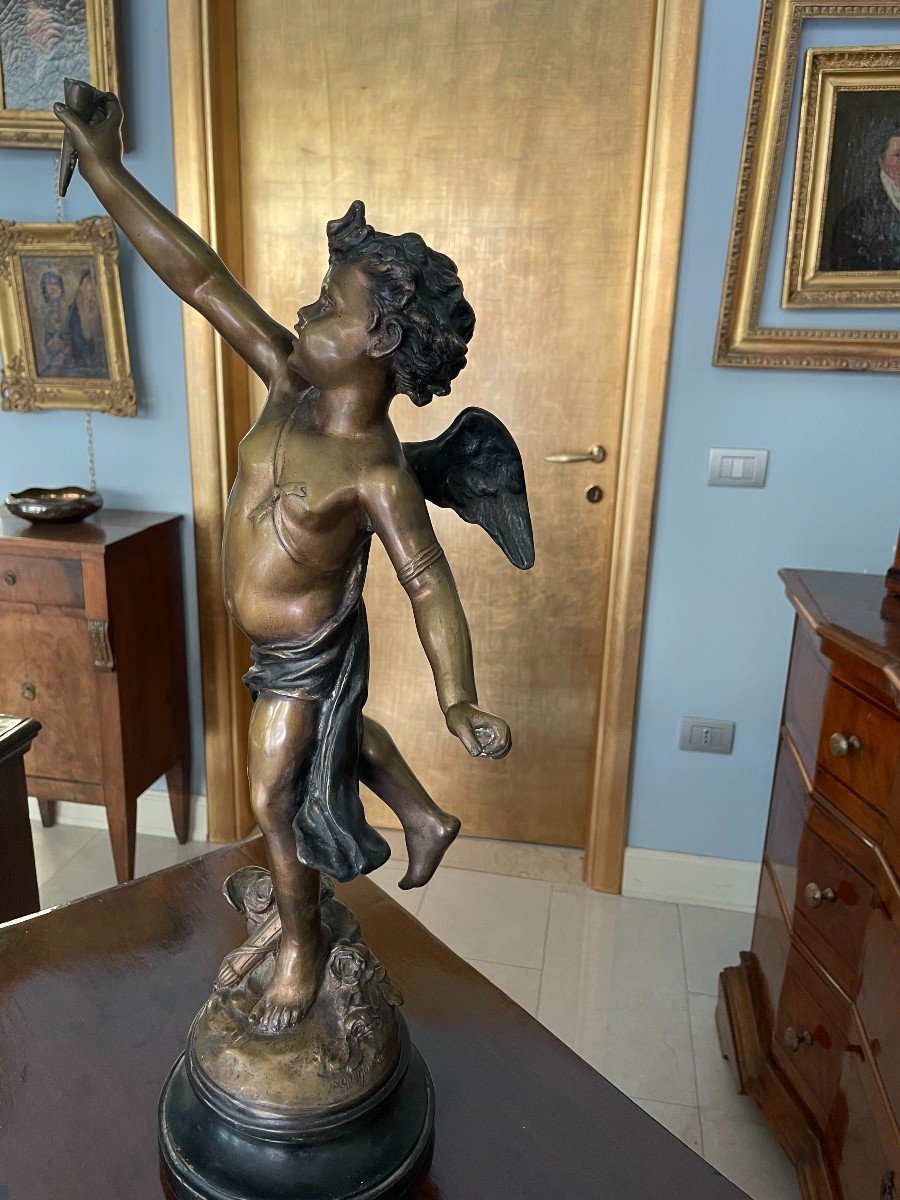  Cherub In Bronze Jean-louis Grégoire (paris 1840- 1890)-photo-2