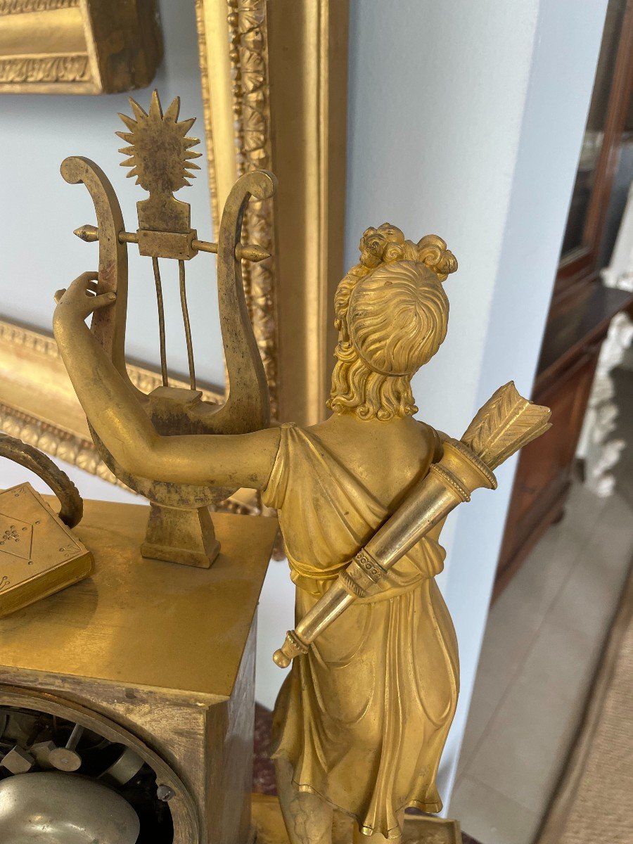  Magnificent Gilded Bronze Pendulum Representing Diana The Huntress-photo-1