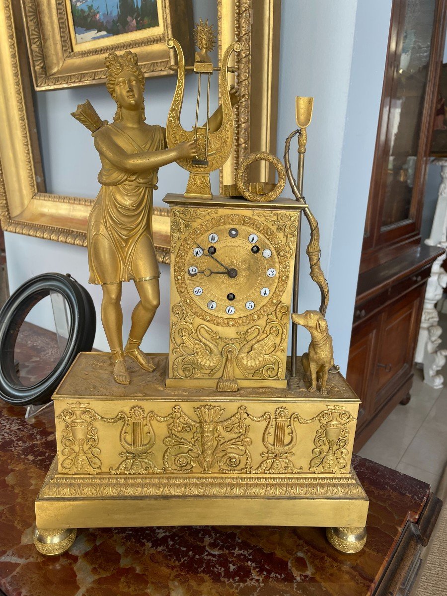  Magnificent Gilded Bronze Pendulum Representing Diana The Huntress