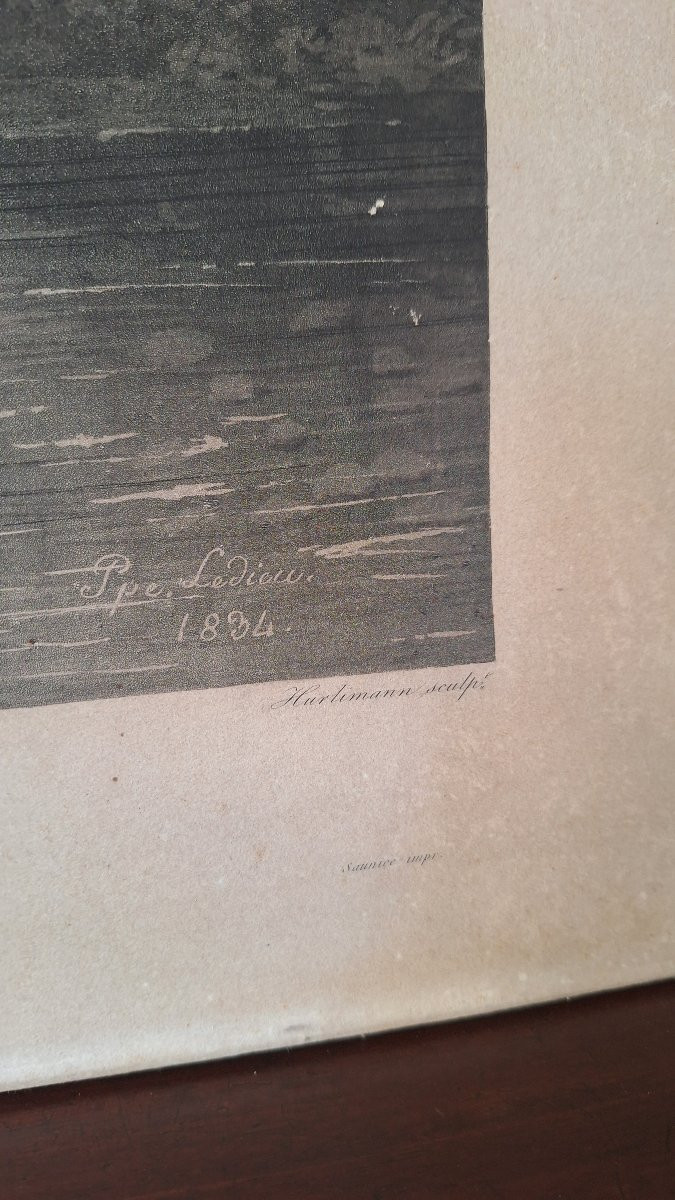 Engraving By Philippe Ledieu, 1834. "wild Horse Surprised By Tigers"-photo-2