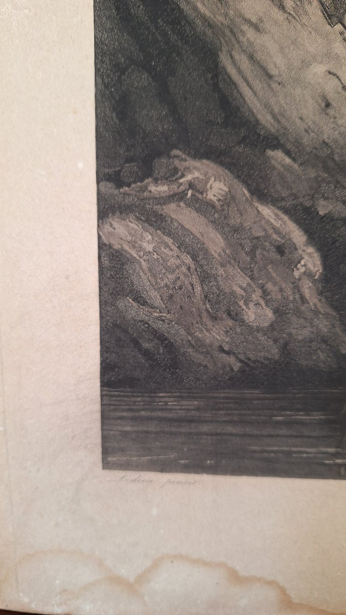 Engraving By Philippe Ledieu, 1834. "wild Horse Surprised By Tigers"-photo-3