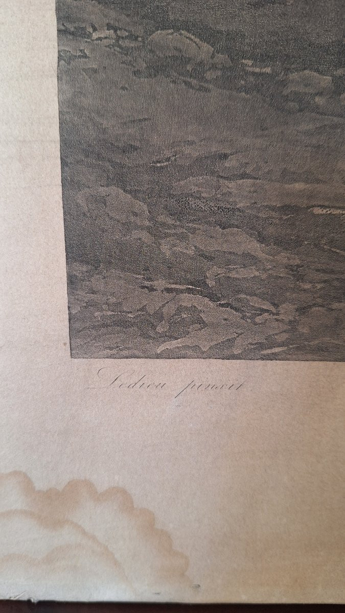 Gravure de Philippe Ledieu, 1834. «Jument e son poullain attaques par un taureau»-photo-2