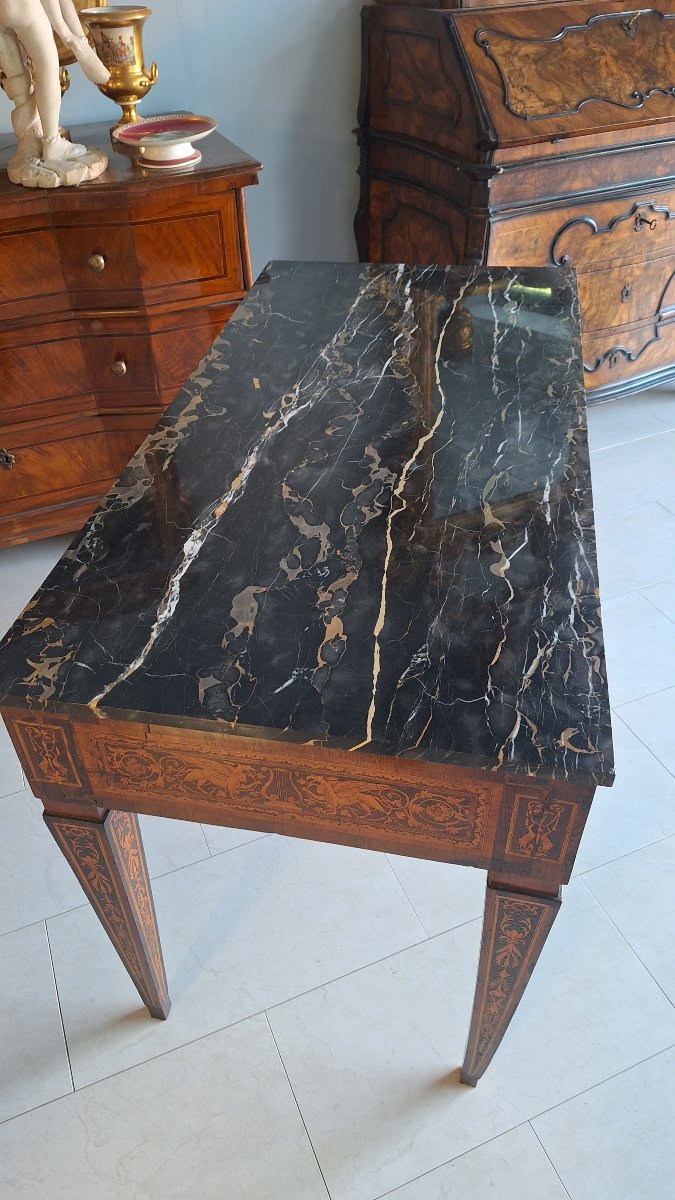 Louis XVI Console Table In Walnut With Inlay, Lombardy, Second Half Of The 18th Century.-photo-2