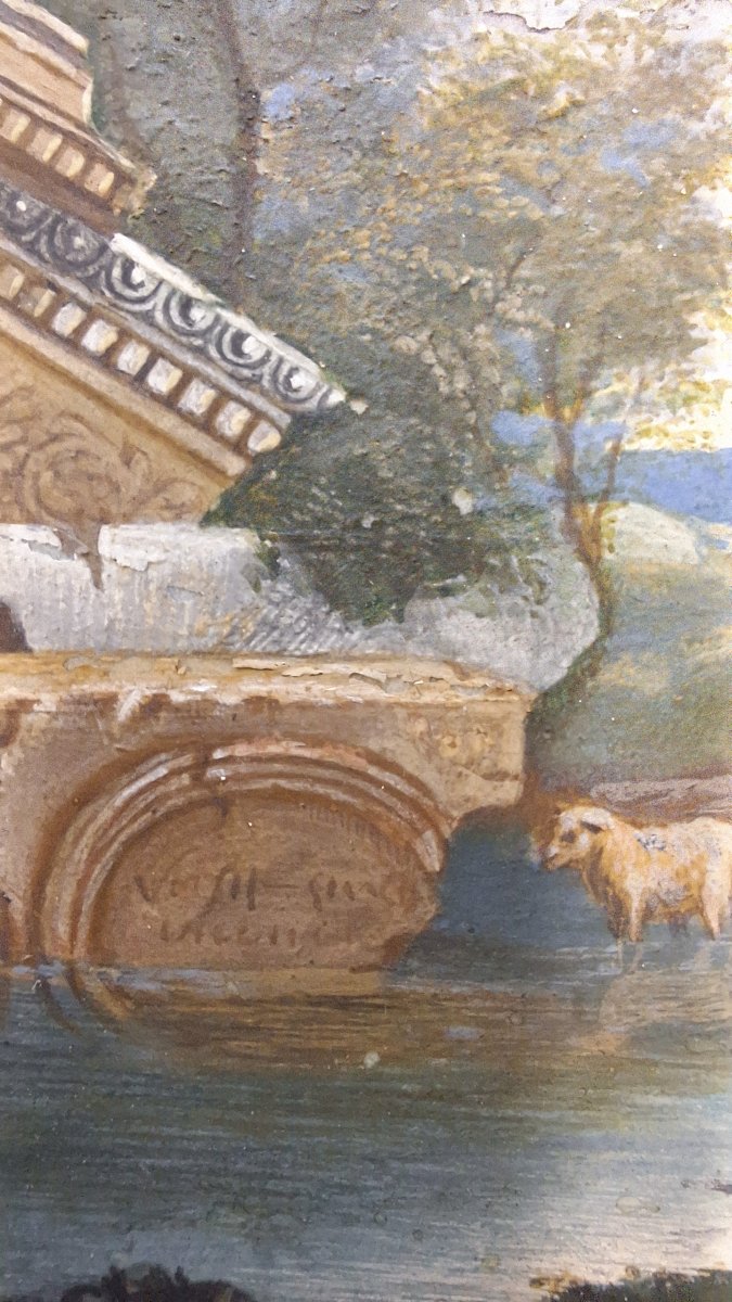 Maria Luigia Raggi, Genoa 1742–1813. Tempera On Parchment, Landscape Capriccio-photo-3
