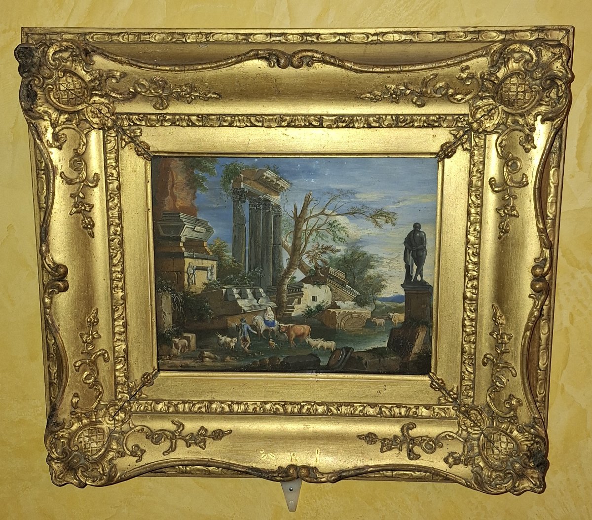 Maria Luigia Raggi, Genoa 1742–1813. Tempera On Parchment, Landscape Capriccio