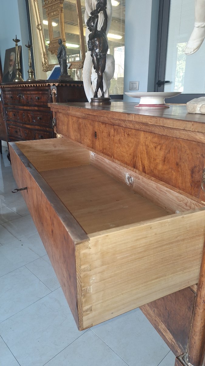 Pair Of Empire-style Chests Of Drawers, With Half-columns And Walnut-veneered Fronts-photo-7