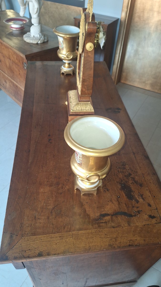 Pair Of Empire-style Chests Of Drawers, With Half-columns And Walnut-veneered Fronts-photo-8