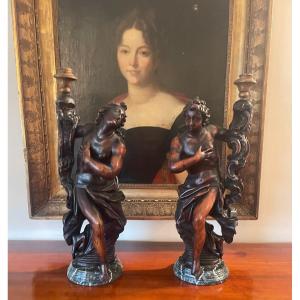 Pair Of 18th Century Wooden Statues