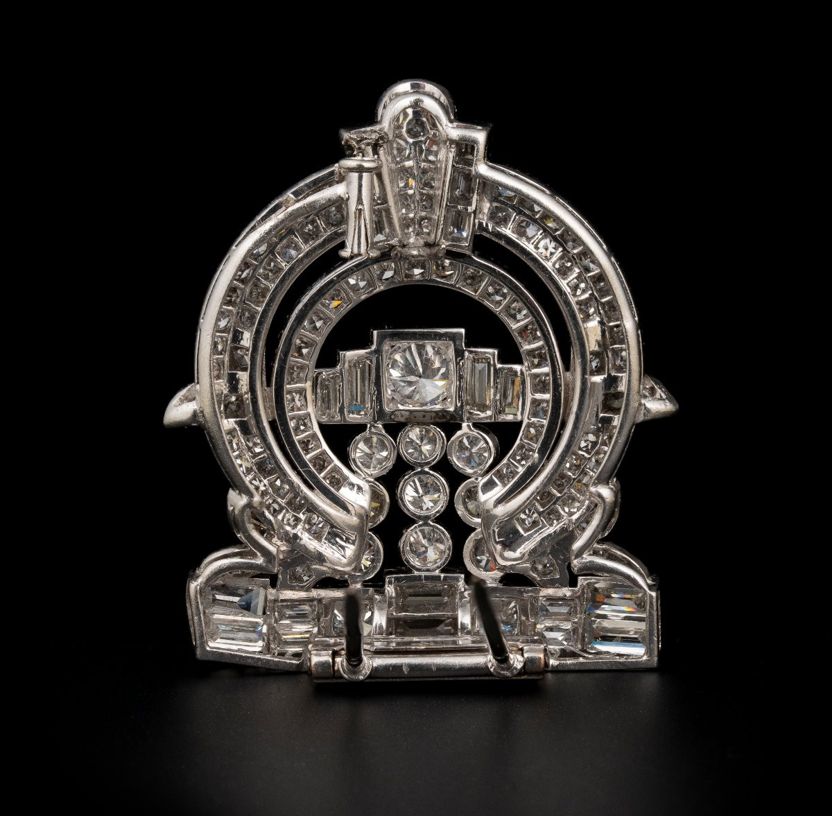 Broche platine et diamant taille ancienne 1950-60-photo-4