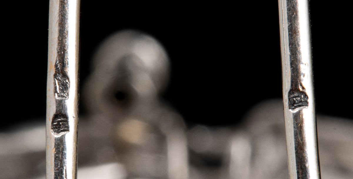 Broche platine et diamant taille ancienne 1950-60-photo-2