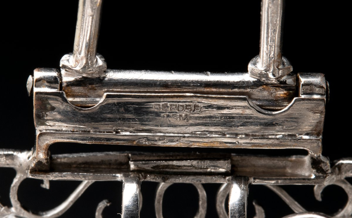 Broche platine et diamant taille ancienne 1950-60-photo-3