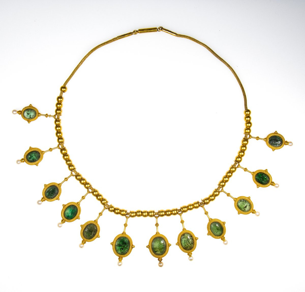 Magnifique Collier Archéologique de Giacinto Melillo | Douze Intailles Romaines en Or-photo-2