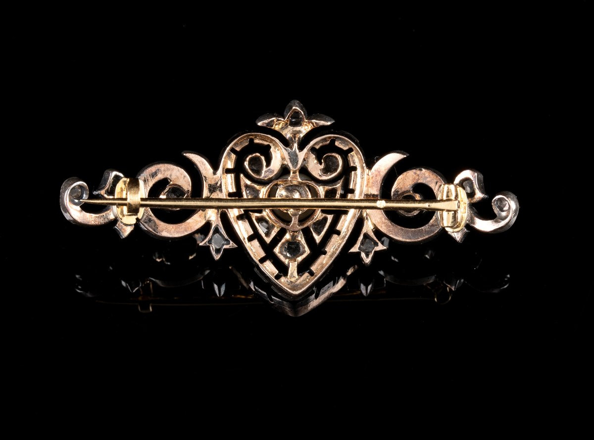Broche Belle Époque Diamants & Perle | Française v.1900-photo-4