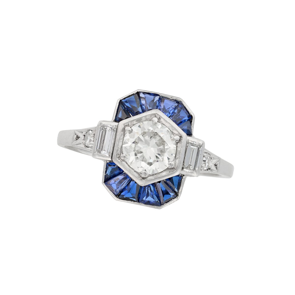 An Art Deco Diamond And Sapphire Dress Ring-photo-4