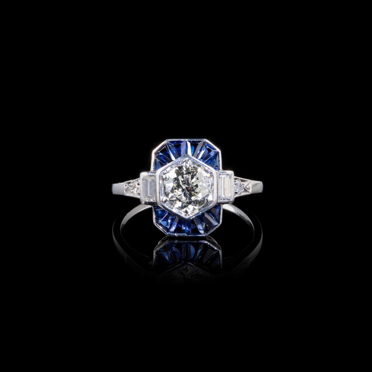 An Art Deco Diamond And Sapphire Dress Ring