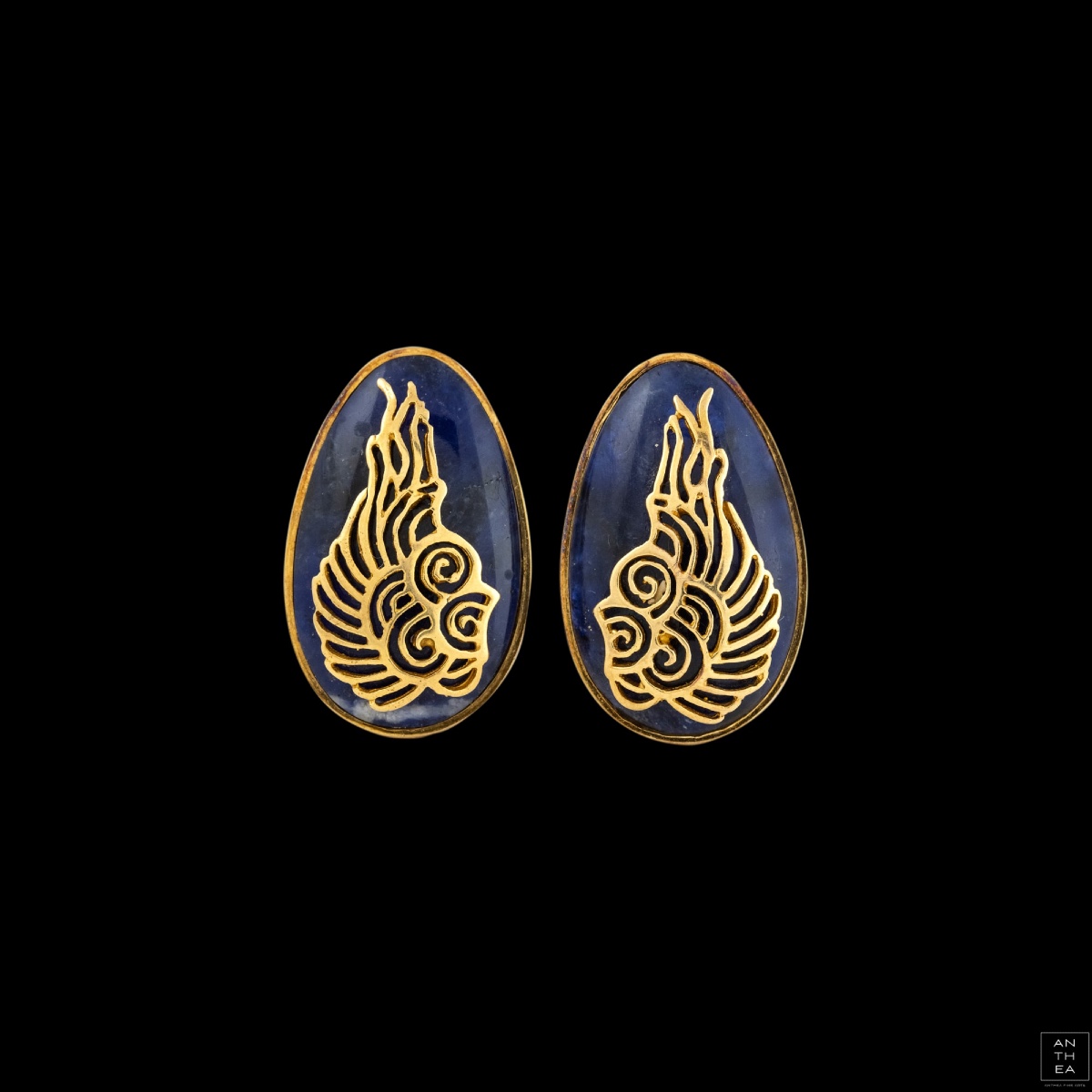 Ilias Lalaounis. A Pair Of Gold And Sodalite Earrings.