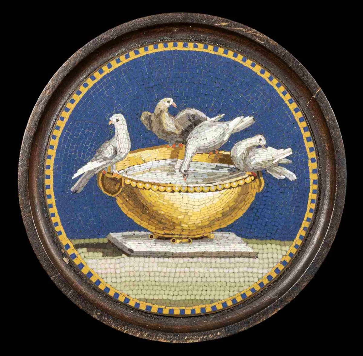 GIACOMO RAFFAELLI, att. à (1753-1836). Micromosaïque du Grand Tour — Les Colombes de Pline